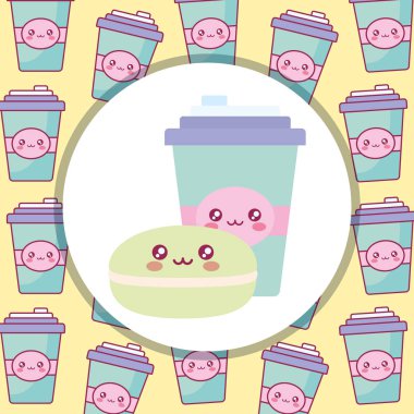 plastik kap konteyner ve şeker kawaii karakterler