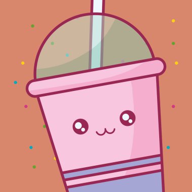 saman kawaii karakteri ile plastik bardak