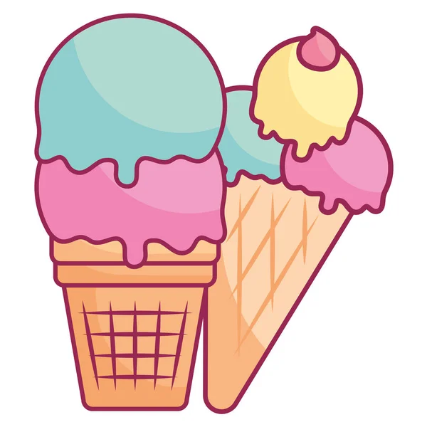 Delicioso helado aislado icono — Vector de stock