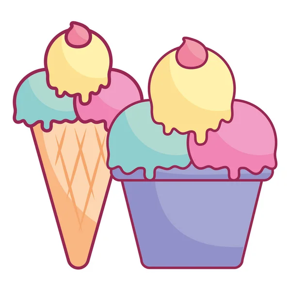 Delicioso helado aislado icono — Vector de stock