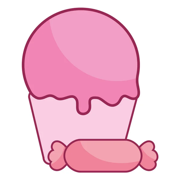 Heerlijke cupcake met snoep — Stockvector