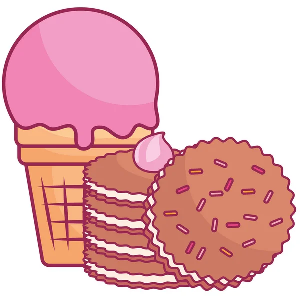 Výborné sušenky a zmrzlinu — Stockový vektor
