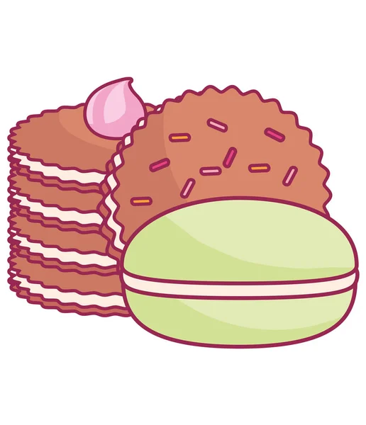 Galletas dulces y deliciosas con dulces — Vector de stock