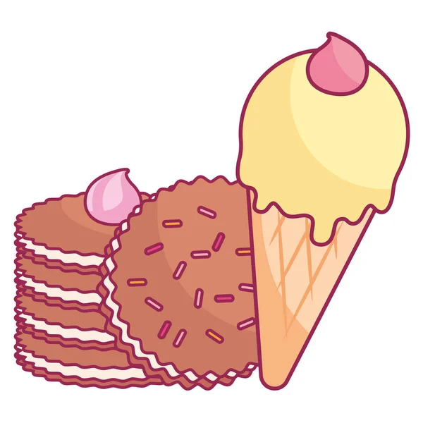 Výborné sušenky a zmrzlinu — Stockový vektor
