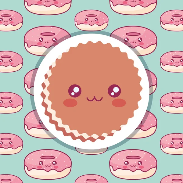 Biscuits mignons personnages kawaii — Image vectorielle