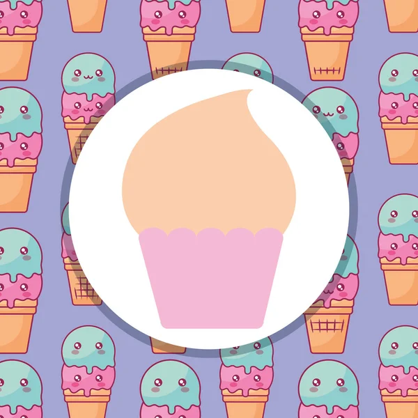 Delicioso cupcake ícone isolado — Vetor de Stock