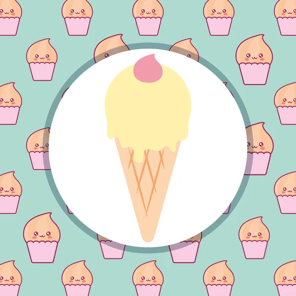 Ícone de sorvete delicioso isolado — Vetor de Stock