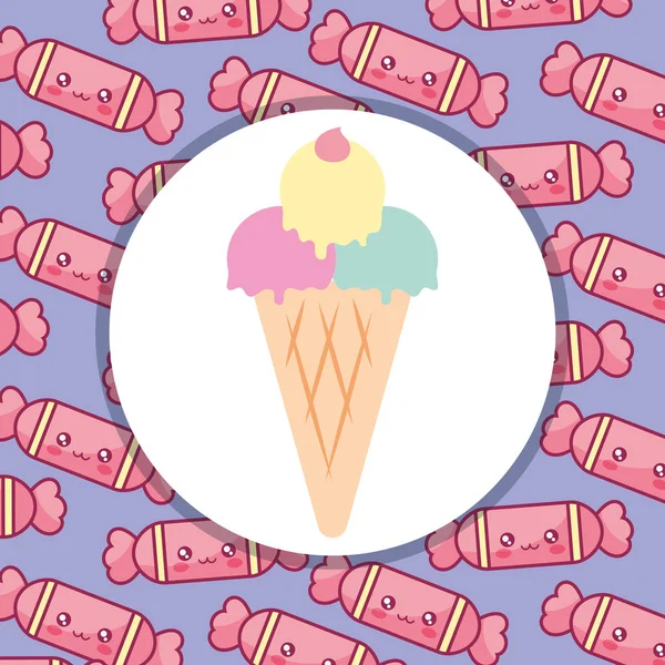 Delicious ice cream isolated icon — Stock Vector