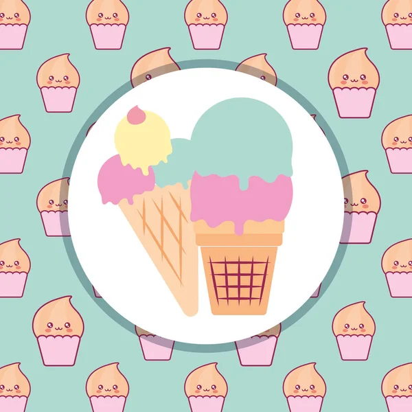 Delicioso helado aislado icono — Vector de stock