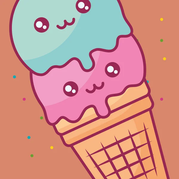 かわいいアイス クリーム可愛い文字 — ストックベクタ