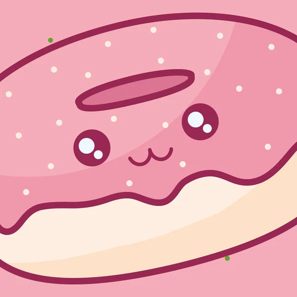 Dulce donuts kawaii carácter — Archivo Imágenes Vectoriales