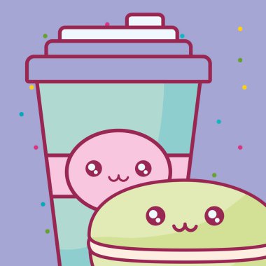 plastik kap konteyner ve şeker kawaii karakterler