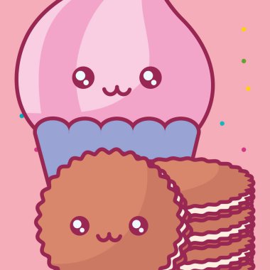 tanımlama bilgilerini kawaii karakterlerle şirin dondurma