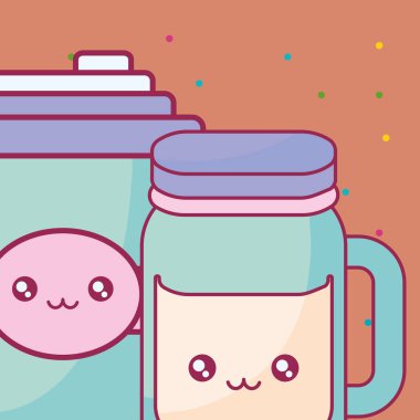 plastik kap kap ve kavanoz kawaii karakterler