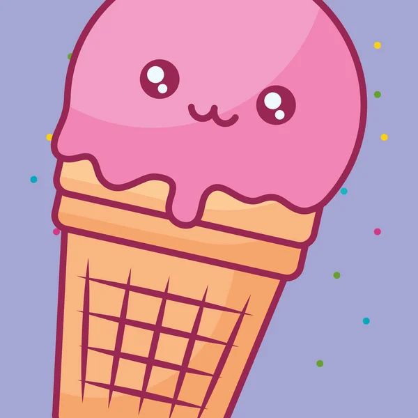 Bonito gelado personagem kawaii — Vetor de Stock