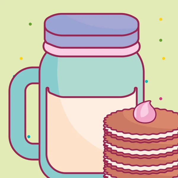 Pot de boisson mignon avec des cookies — Image vectorielle