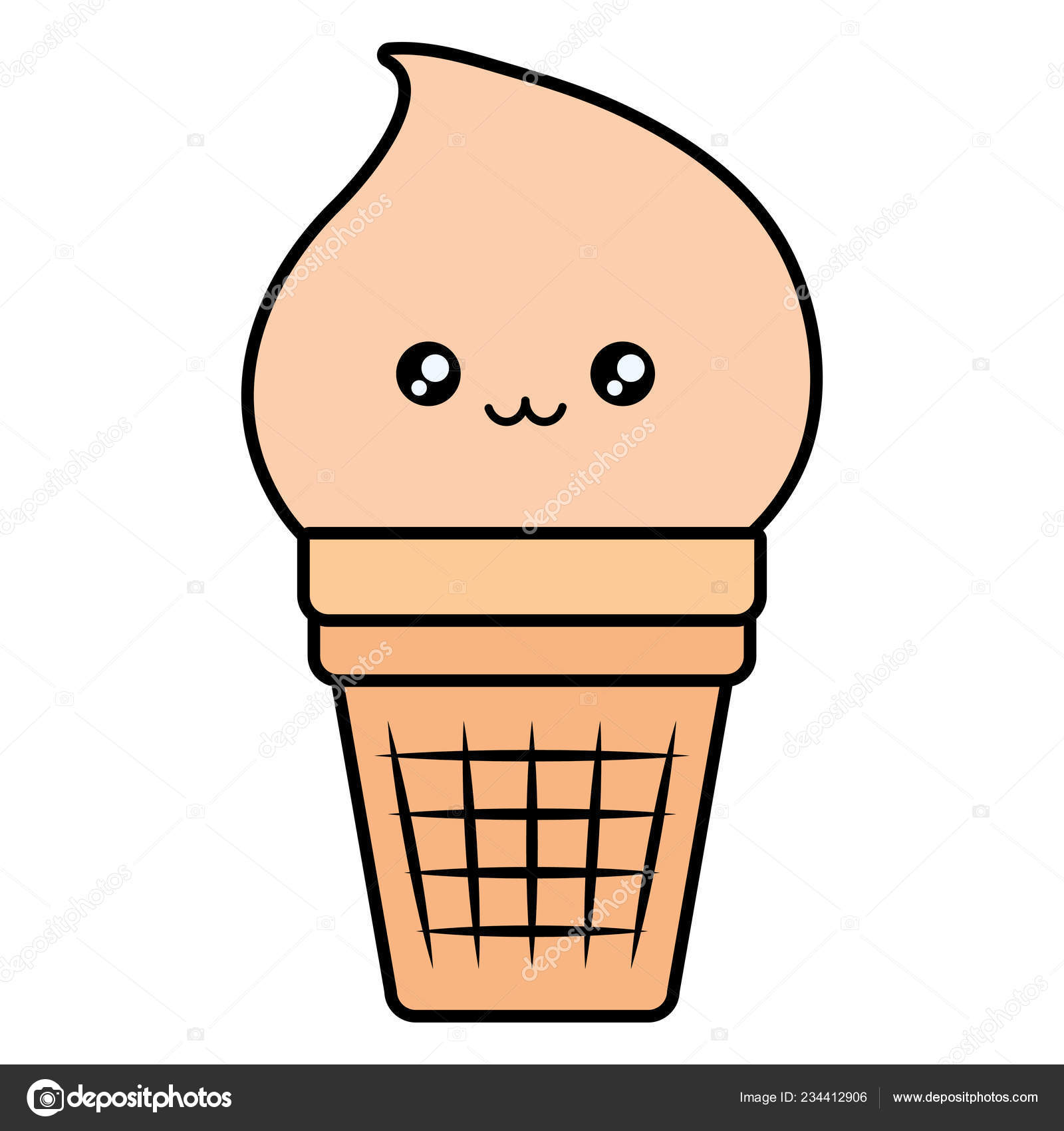 可爱的冰淇淋卡瓦伊字符图库矢量图©djv 234412906, image size:1600x1700