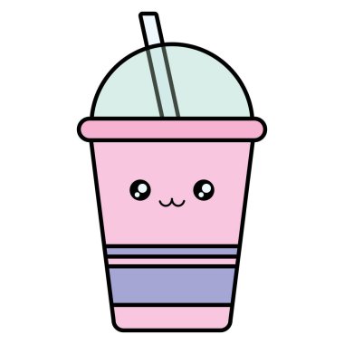 saman kawaii karakteri ile plastik bardak