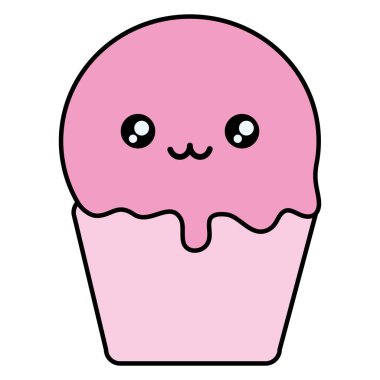 lezzetli kek kutlama kawaii karakter