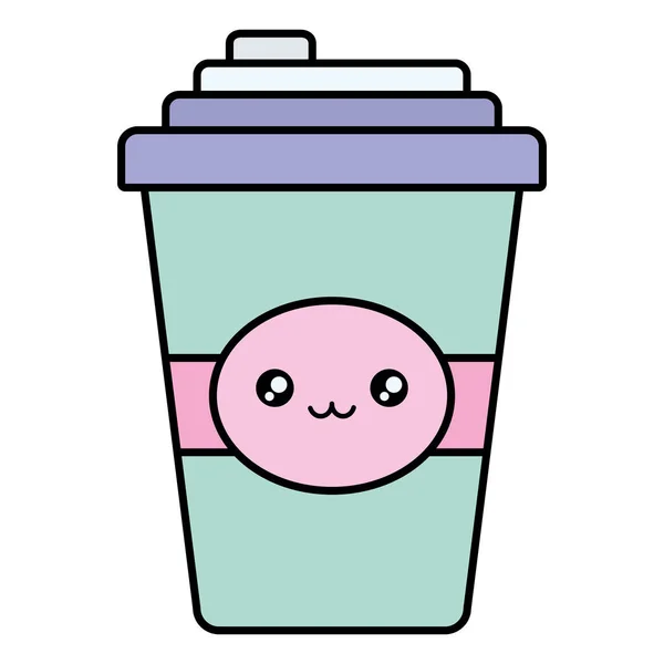 Taza de plástico contenedor kawaii carácter — Vector de stock