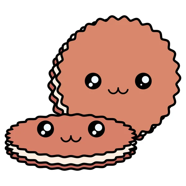 Cute cookies kawaii tekens — Stockvector