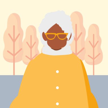 sevimli Büyükanne siyah avatar karakter