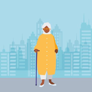 baston ile sevimli Büyükanne