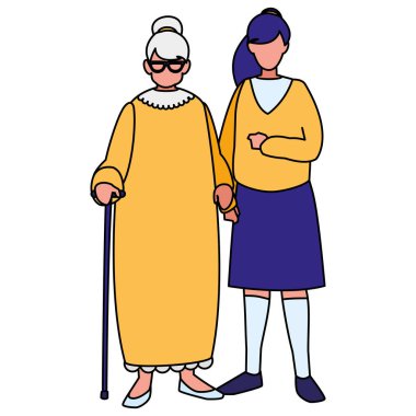 kızı ile sevimli Büyükanne