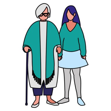 kızı ile sevimli Büyükanne