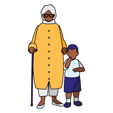 siyah Büyükanne torunu ile