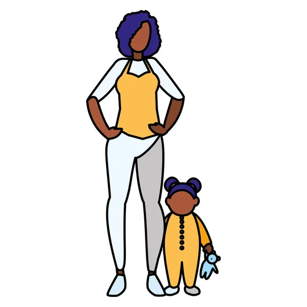 Black mother with daughter characters — Stock Vector