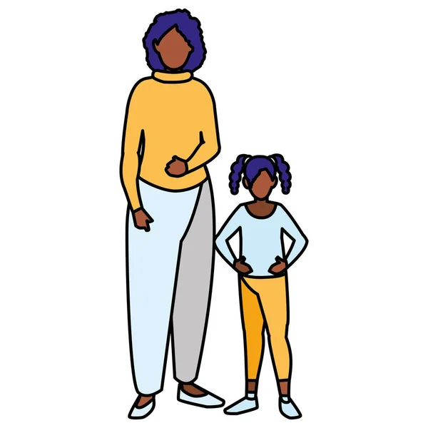 Zwarte moeder met dochter tekens — Stockvector