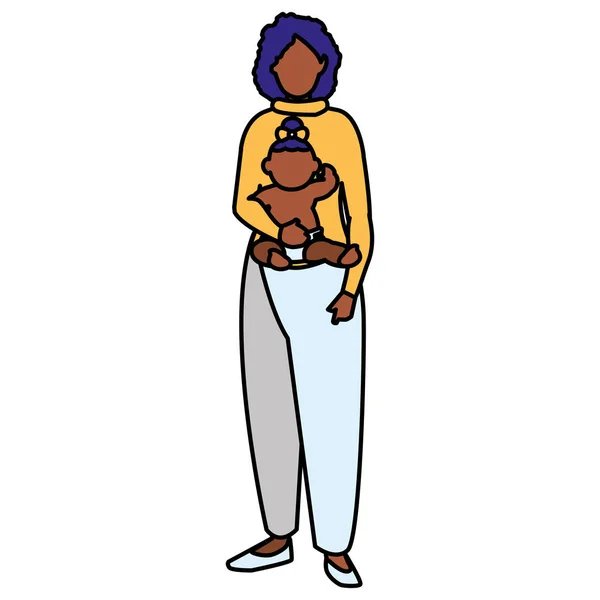 Zwarte moeder met baby dochter tekens — Stockvector