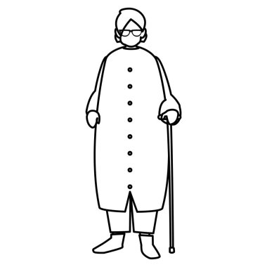 baston ile sevimli Büyükanne