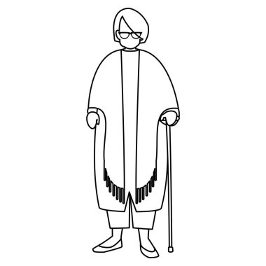 baston ile sevimli Büyükanne