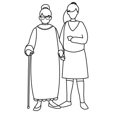 kızı ile sevimli Büyükanne