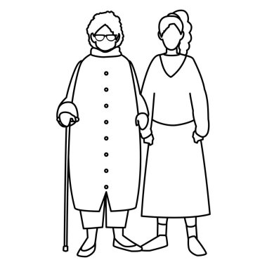 kızı ile sevimli Büyükanne