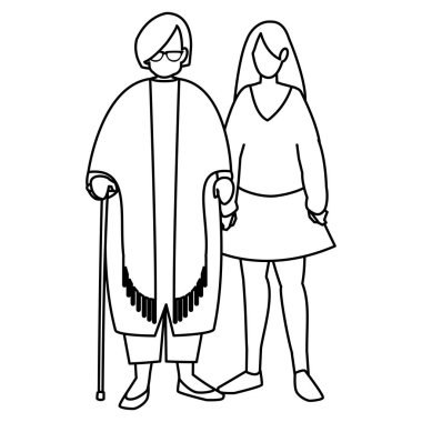 kızı ile sevimli Büyükanne