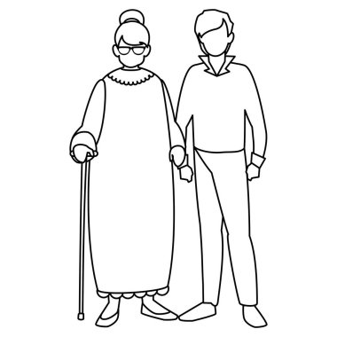 sevimli Büyükanne oğlu karakterlerle