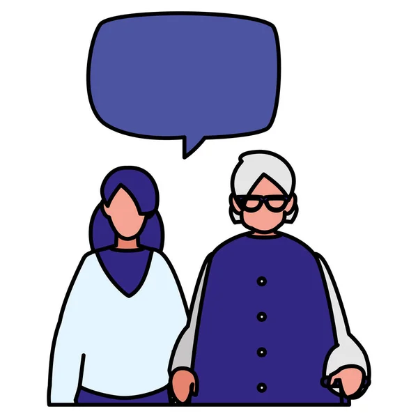 Carino nonna con figlia parlando — Vettoriale Stock