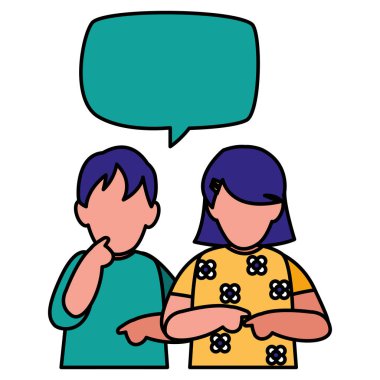 güzel küçük konuşma balonları ile çift çocuklar