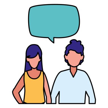 konuşma balonu karakterlerle genç çift