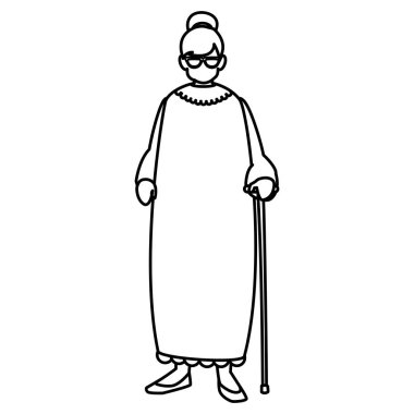 baston ile sevimli Büyükanne