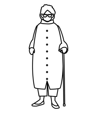 baston ile sevimli Büyükanne