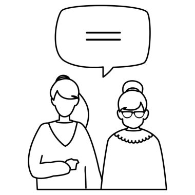 konuşurken kızı ile sevimli Büyükanne