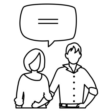 konuşma balonu karakterlerle genç çift