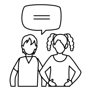 konuşma balonu karakterlerle genç çift