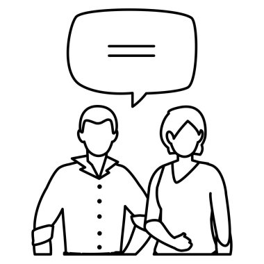 konuşma balonu karakterlerle genç çift