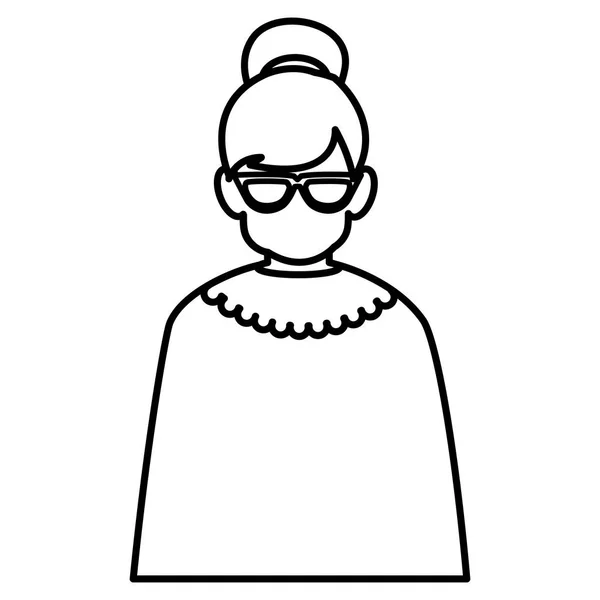 Söta Mormor Avatar Karaktärsdesign Vektor Illustration — Stock vektor