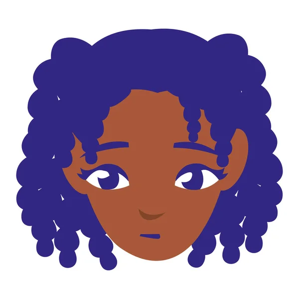 Little black girl head character — Stock Vector